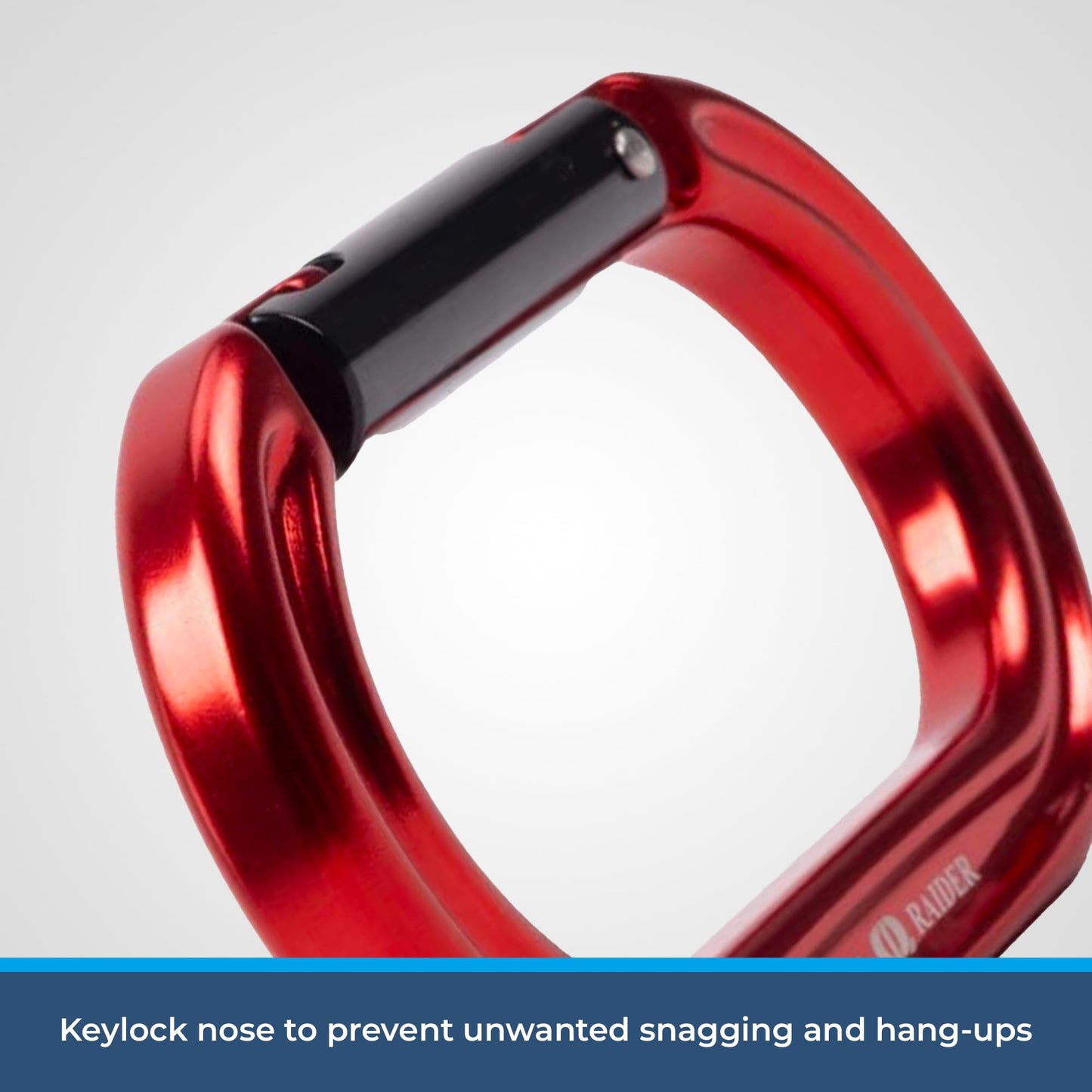 Omega Pacific Raider Aluminum Keylock Straight Gate Carabiner - Arborist, Outdoor, Adventurer, and Rescue Gear, Red