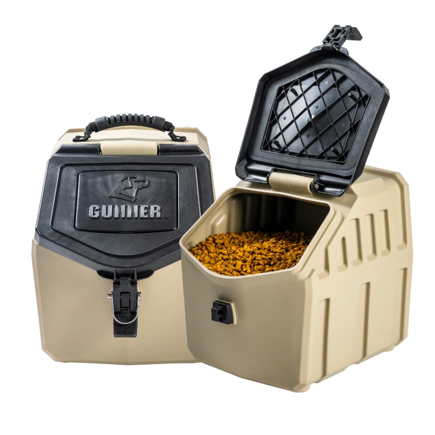 GUNNER 30 Lb Dog Food Storage Container, Tan, IP66 Waterproof, Airtight