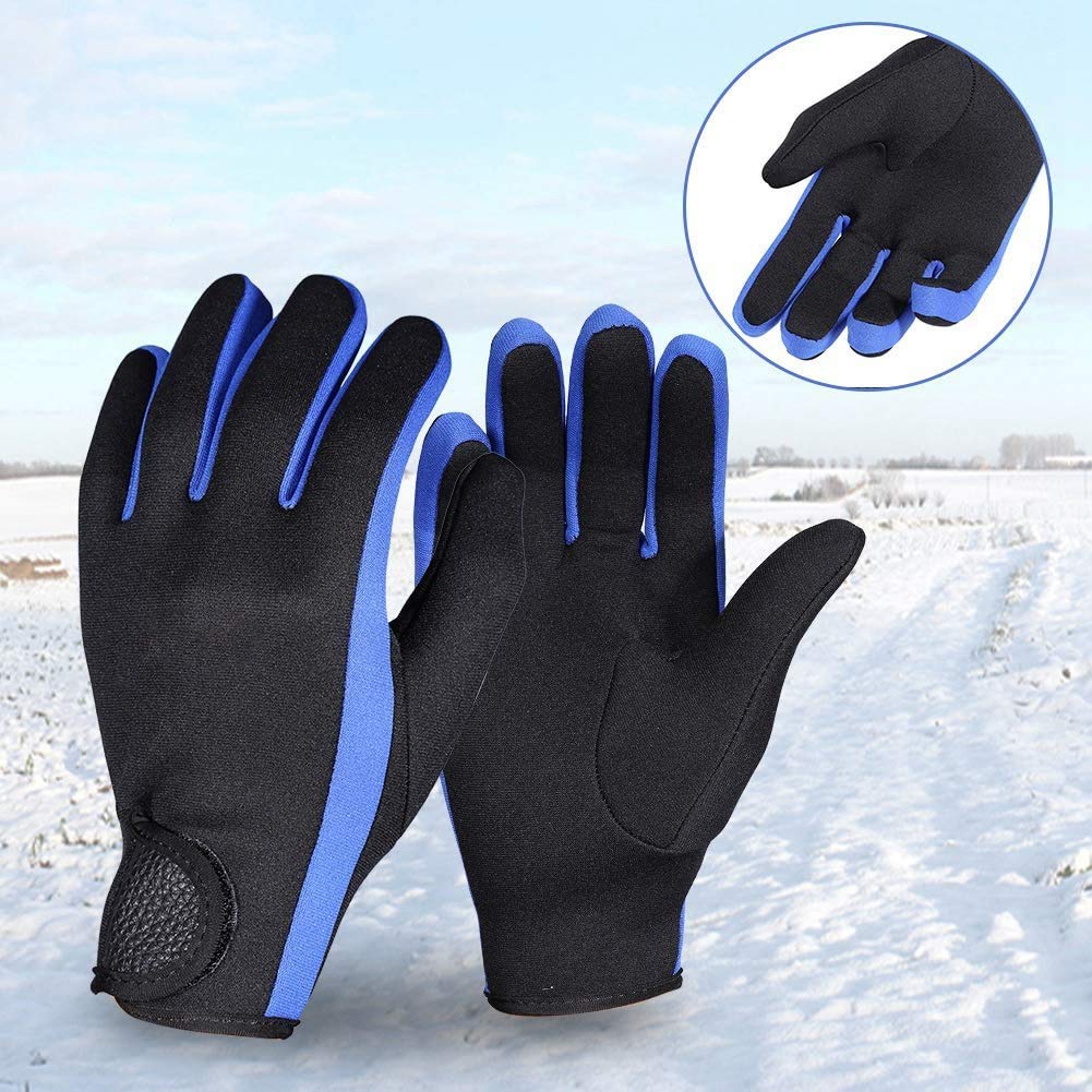 Diving Gloves Neoprene Wetsuits Five Finger Gloves Non Skid Flexible Thermal Material for Snorkeling Swimming Surfing Sailing Kayaking Diving (L Blue)