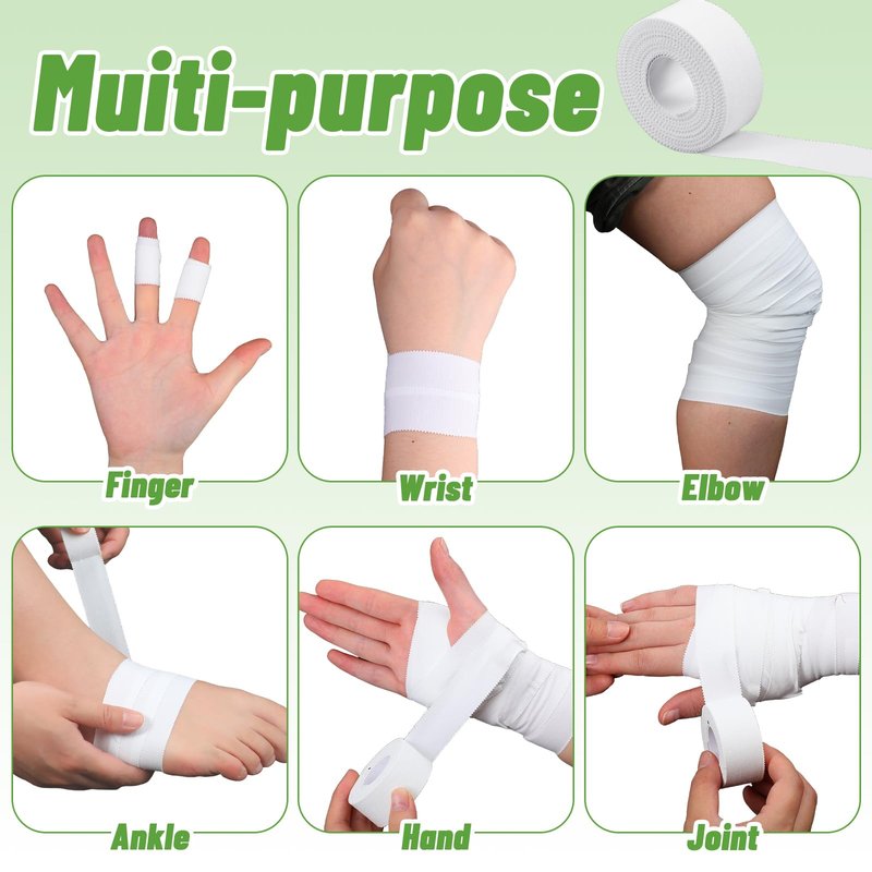 Threlaco 24 Pack Athletic Porous Tape 1" Wide x 10 Yards Standard Porous Medical Adhesive White Athletic Sports Wrist Ankle Tape for Stabilizing Supporting Muscles Gymnastics Boxing Climbing