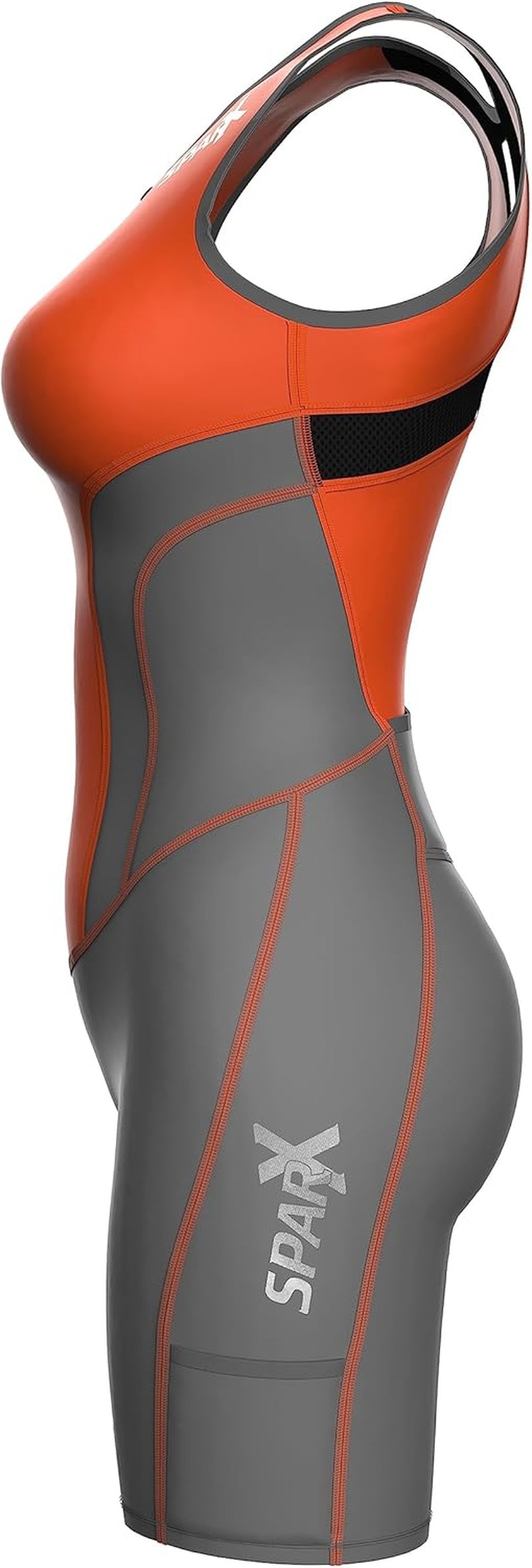 Sparx Women's Triathlon Suit - Tri Short for Racing, Cycling & Swimming | 2XL, Gray/Orange