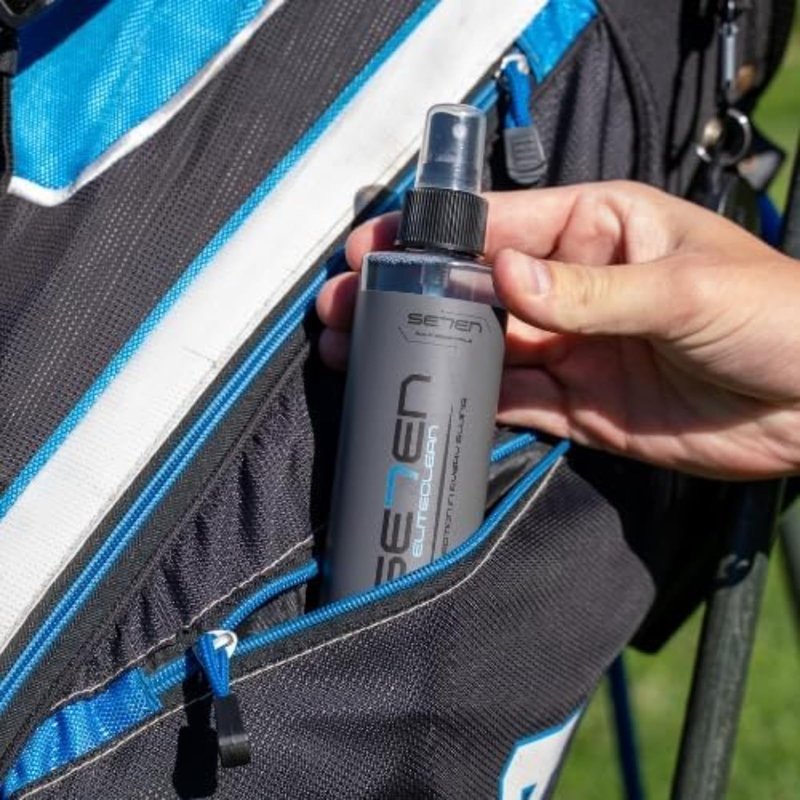 SE7EN EliteClean Golf Grip Cleaner Spray - Restores Tackiness & Control, Removes Sweat & Dirt, Golf Club Grip & Pickleball Paddle Cleaner, Safe for Sports Equipment, Includes Microfiber Towel (2 Pack)