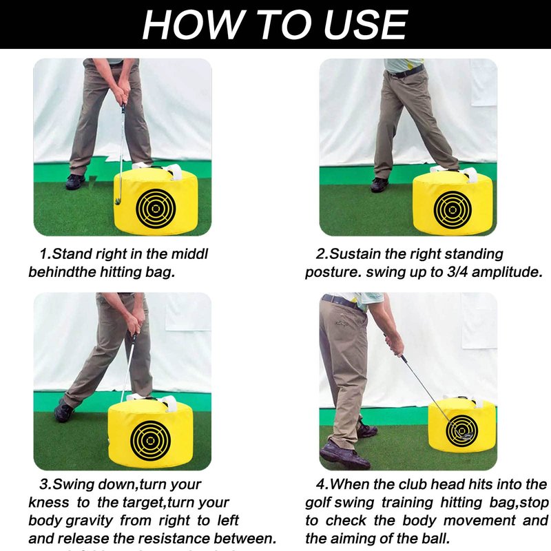 VEASAERS Golf Impact Bags Power Smash Hitting Bag with Arm Band Upgrade Swing Trainer Training Aids Waterproof Durable for Men Women (Yellow)