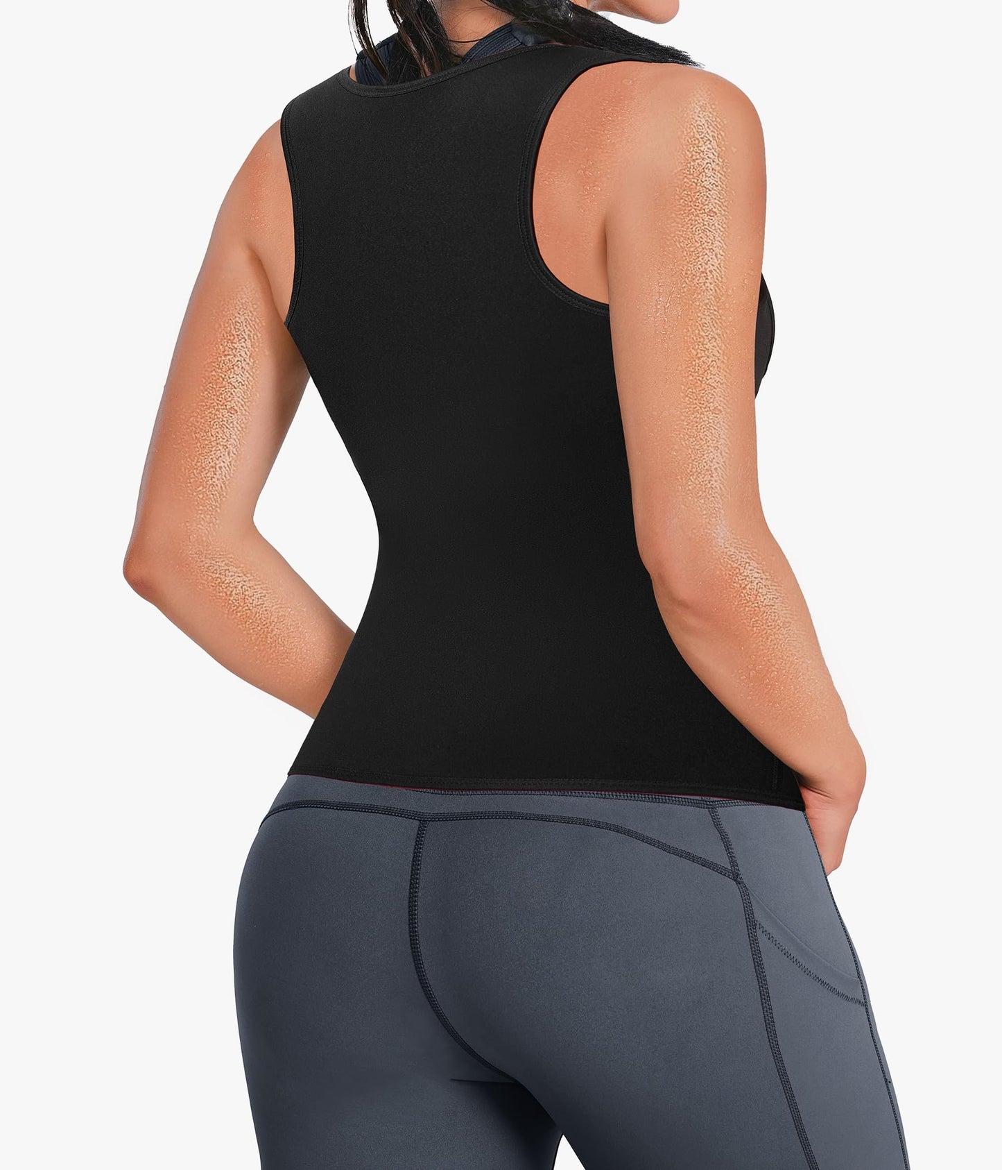 GAODI Women Waist Trainer Vest Slim Corset Workout Sweat Tank Top Zipper Compression Shirt Sauna Suit Body Shaper