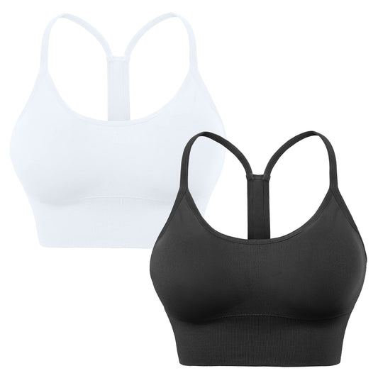 Evercute Racerback Sports Bras Padded Y Racer Back Cropped Bras for Yoga Workout Fitness Low Impact