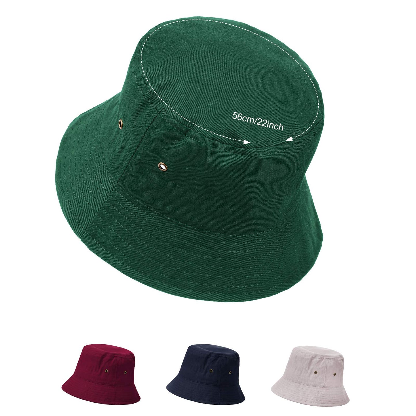 SATINIOR 4 Pieces Bucket Hat Sun Hat Packable Travel Hat Beach Fishing Hat for Men Women(Large)