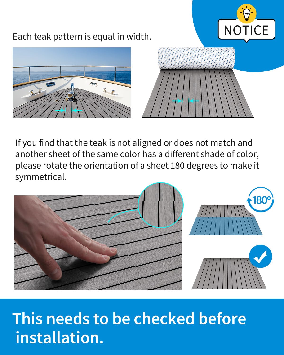 OCEANBROAD Self-Adhesive 48''x16.8'' Boat Flooring with 3M Adhesive Backing EVA Foam Boat Decking Faux Teak Marine Non-Slip Sheet for Jon Motor Boats Yacht Helm Pad Floor, Brown with Black Seam Lines