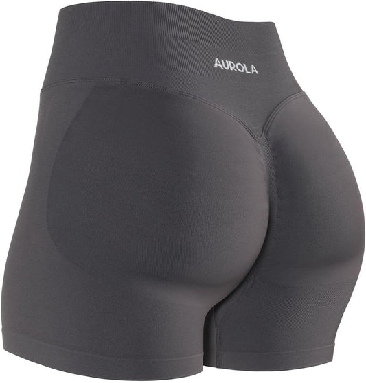 Aurola Workout Shorts for Women - No Roll-Up, Squat-Proof, Seamless Compression | Sizes 2.5-6.5