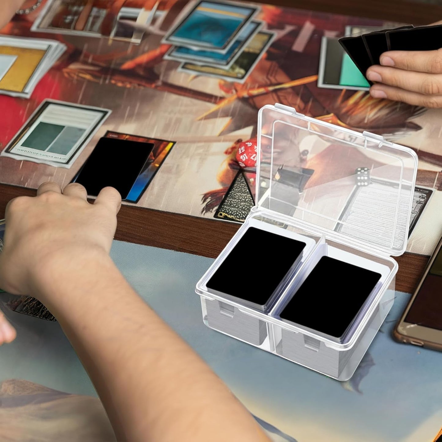 Vicenpal 300 Card Storage Box - Clear Plastic Trading Card Case with Removable Divider | Organizer for MTG, Baseball, Football (4 Pcs)