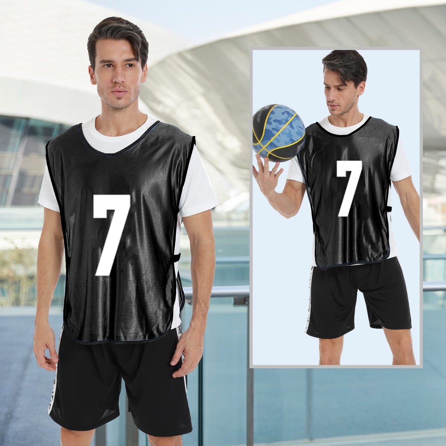 PULUOMASI 12 Pcs Team Sports Pinnies for Youth,Numbered Practice Jerseys
