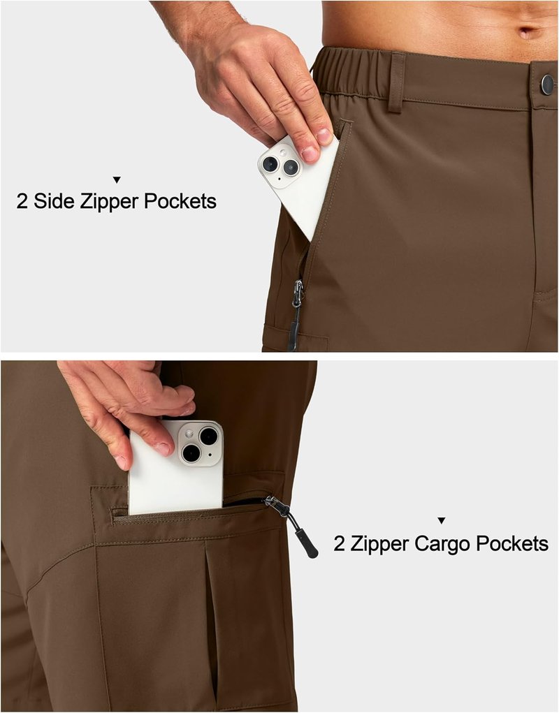 Men's Hiking Cargo Shorts - Lightweight Outdoor Shorts with 5 Zipper Pockets | 9"/7"/11" Sizes