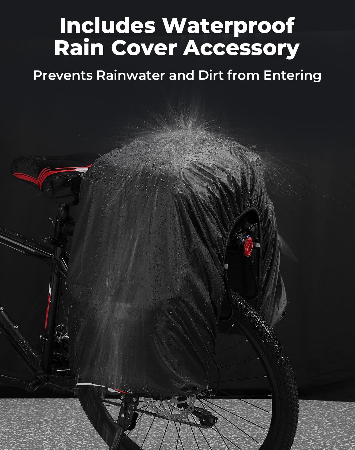 KEMIMOTO Bicycle Panniers Combo 3-in-1, Bike Saddle Grocery Bag with Waterproof Rain Cover, 52L Large Capacity Storage Cargo Cycling Backpack, Mountain Road E-bike Trunk Bag, Black