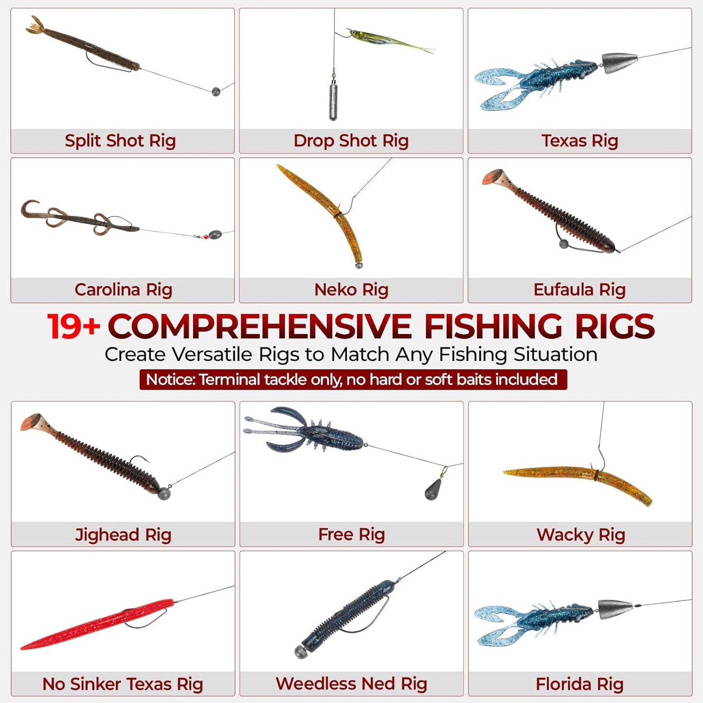 MadBite Fishing Tackle Kit - 182/265/400pcs All-in-One Freshwater Hooks & Weights | Compact Gear Set for Bass & Trout