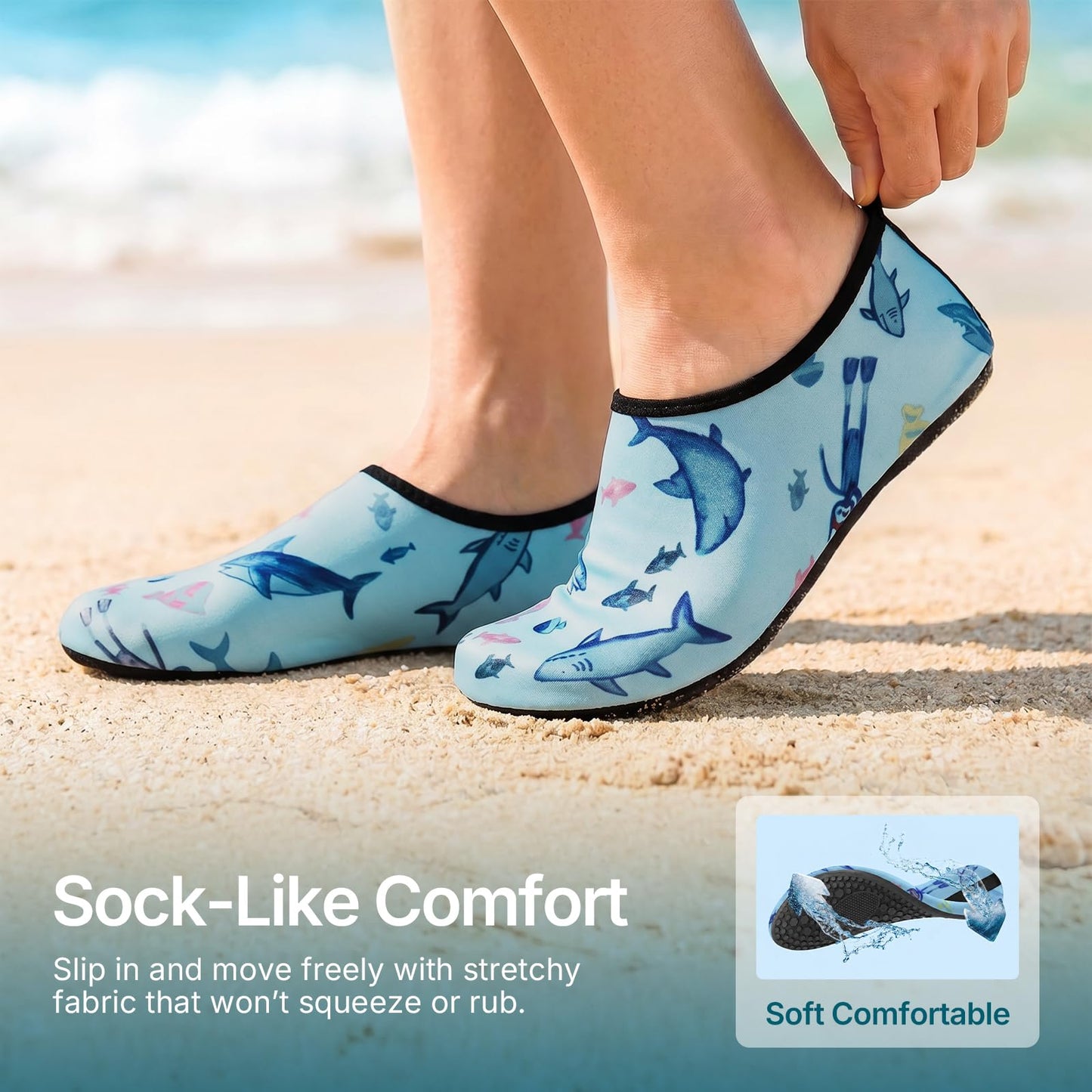 Water Shoes for Women Men Quick-Dry Aqua Socks Swim Beach Barefoot Yoga Exercise Wear Sport Accessories Pool Camping Must Haves Adult Youth Size 10-11Women/9-10Men