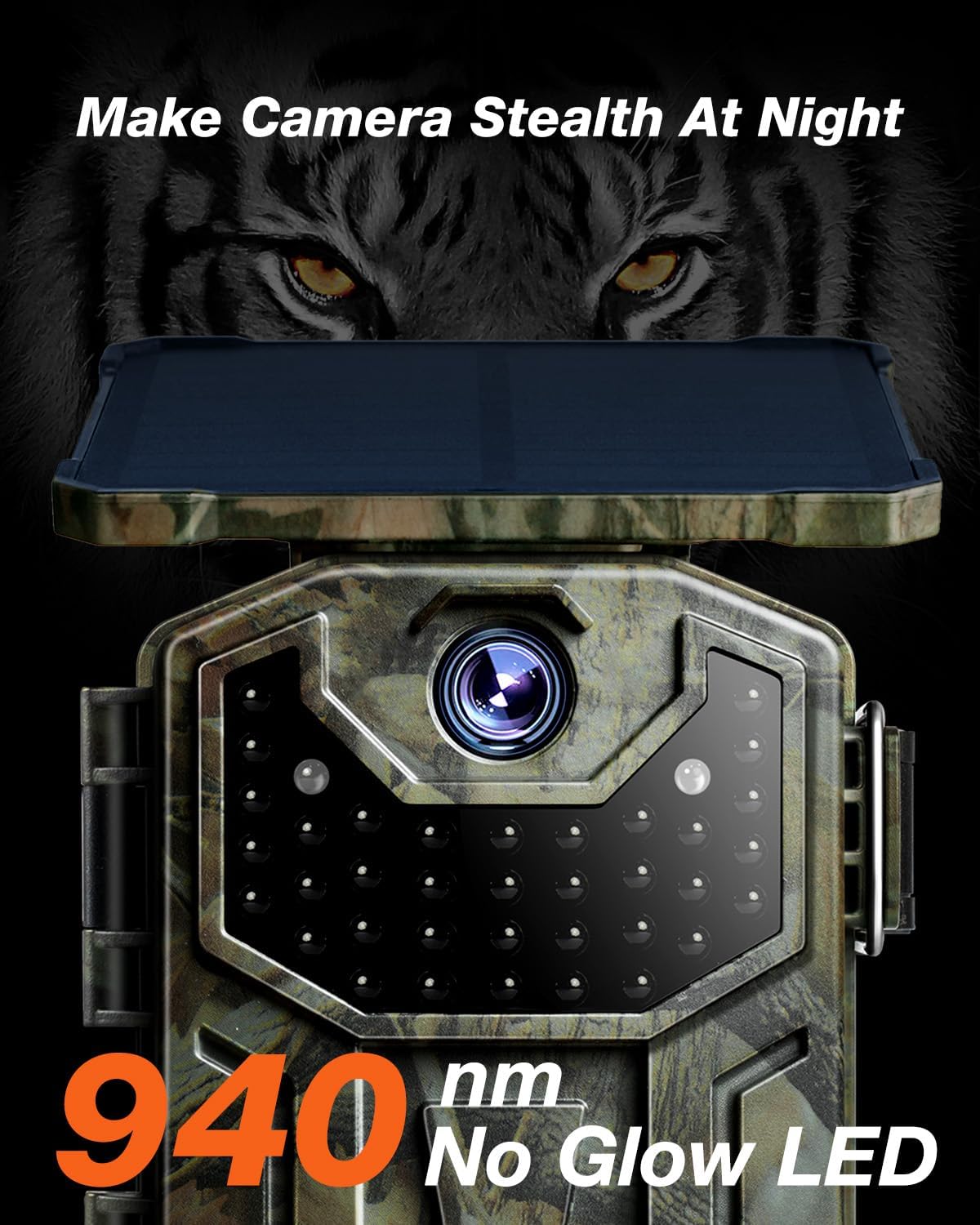 iZEEKER Solar Trail Camera with Night Vision Motion Activated 4K 30fps 48MP, Game Camera, No WiFi, High Capacity Lithium Battery Deer Camera IP66 Waterproof, Wildlife Monitoring Outdoor Security