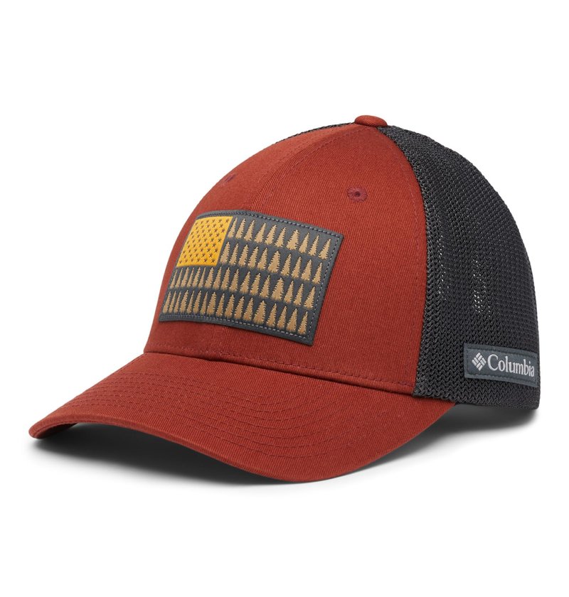 Columbia Unisex Tree Flag Mesh Ball Cap-High Crown, Warp Red/Shark, Large/X-Large