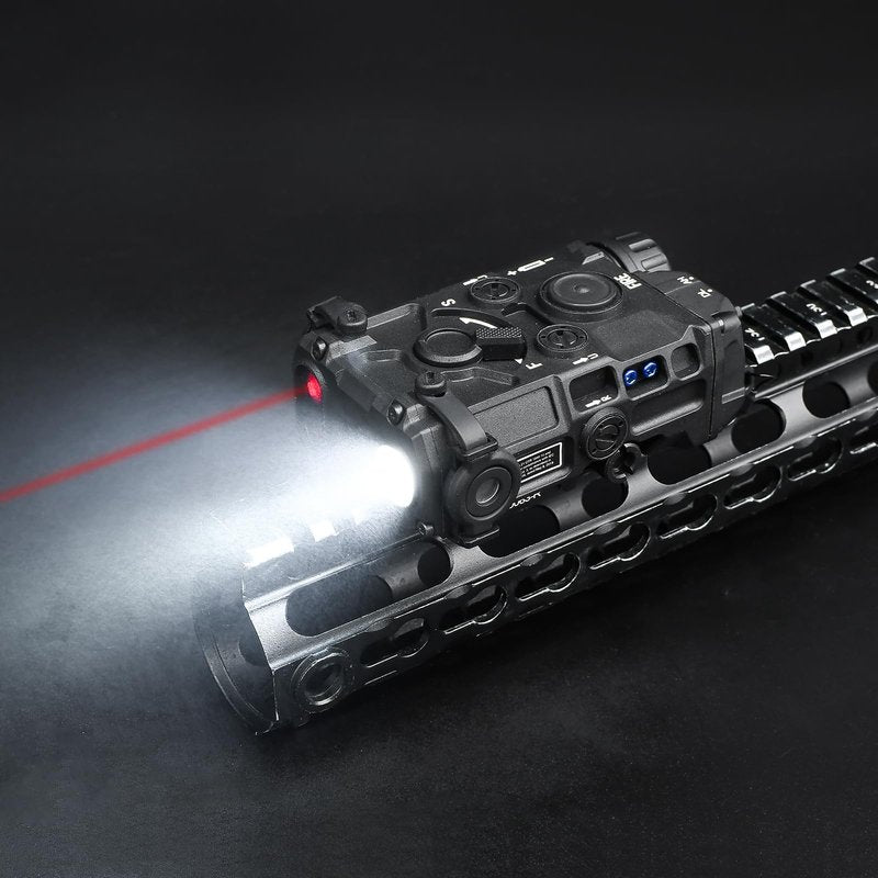Airsoft Tactical Aiming Laser Sight, 8 Modes with Red Laser + IR Laser + Withe LED Flashlight, Compatible with 20mm Picatinny Rail CQB GBB