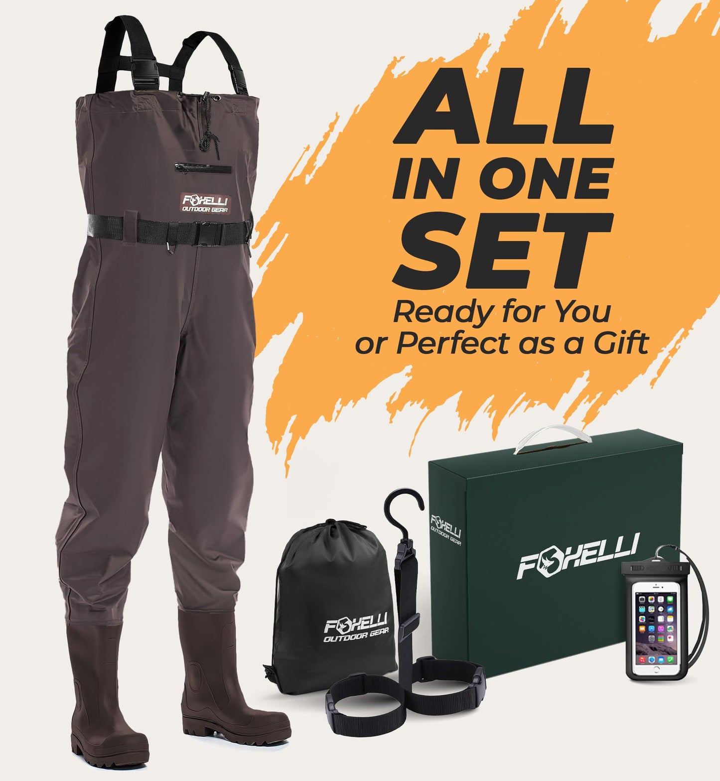 Foxelli Chest Waders – Waterproof 2-ply Nylon/PVC Camo Hunting Fishing Waders for Men and Women with Boots