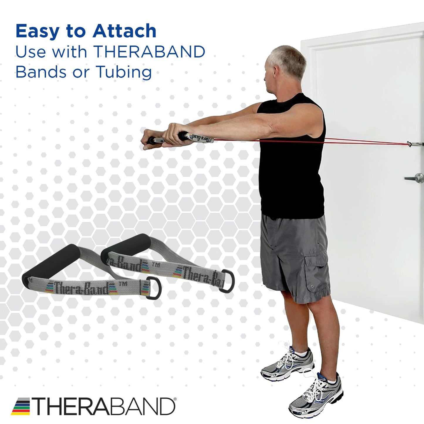 THERABAND Resistance Band Handles, Attachments for Bands and Tubing, Pair