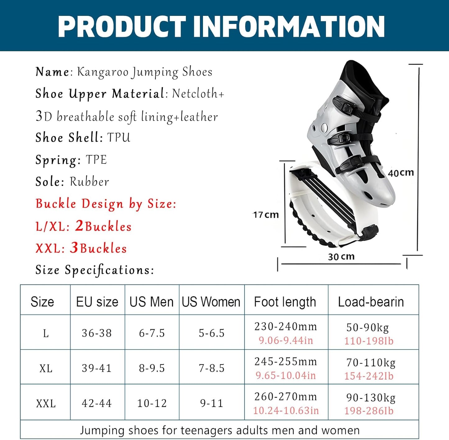 Kangaroo Jump Shoes - High Bounce Jumping Boots for Fitness & Weight Loss | Adjustable Fit, Low-Impact Design