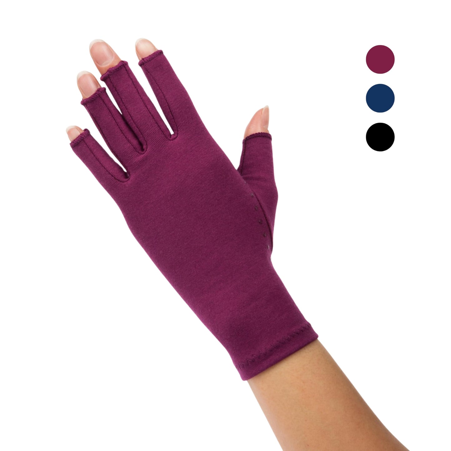 GRACE & ABLE Compression Gloves: Relief From Arthritis with Silicone Dots for Extra Grip. Cotton Stretch Breathable (Plum Purple, Small)