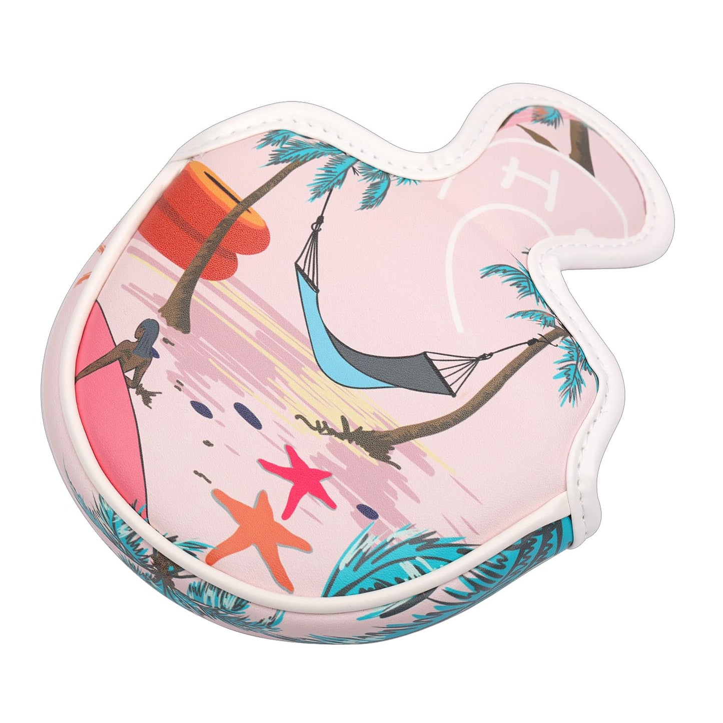 SHABIER Mid-Mallet Headcover with Pink Aloha Tropical Hawaii Surf Beach Design
