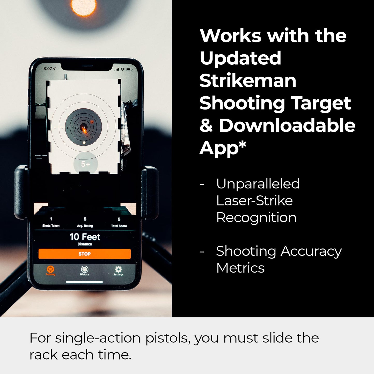 Strikeman .40 S&W Dry-Fire Laser Training System - Great for Target Shooting Practice with Pistols - Kit w/Access to Updated Strikeman App (No Subscription Needed), Cartridge, Target & Phone Holder