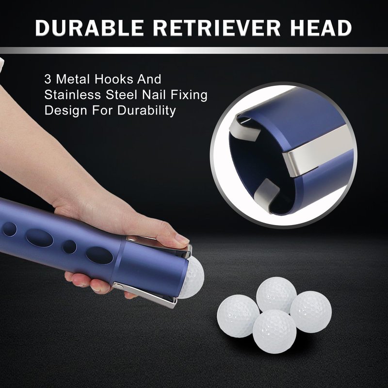 Nogcay Golf Ball Picker Upper Aluminium Alloy Golf Ball Retriever Shag Tube, Golf Ball Shagger Holds 20 Golf Balls Retriever Tool Golf Ball Collector Blue