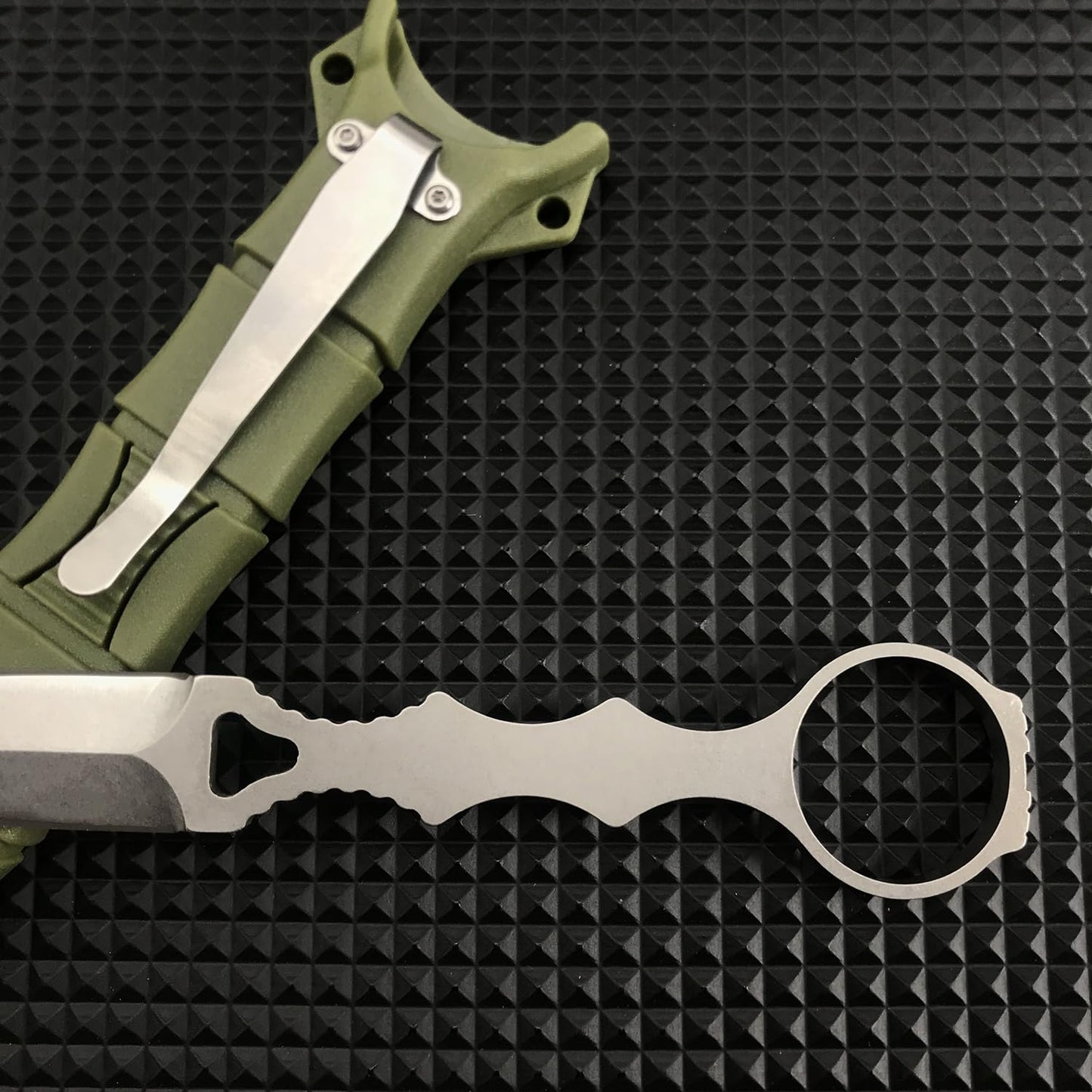 6.7" Small Tactical EDC Fixed Blade Knife,SOCP Dagger 176BK with Green Sheath,Boot Knife,440C Fixed Blade Pocket Knife with Pocket Clip,for Outdoor Survival Camping (green)