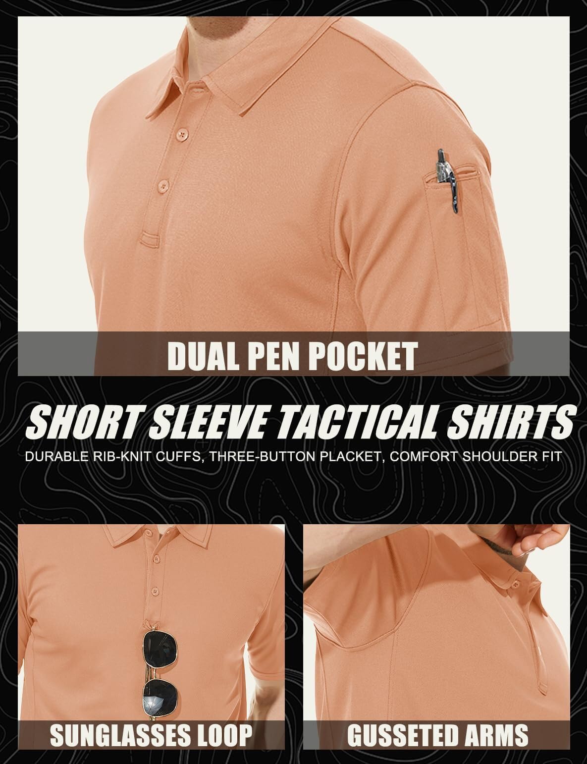 MAGCOMSEN Men's Polo Shirt Quick Dry Performance Short Sleeve Tactical Shirts Pique Jersey Golf Shirt