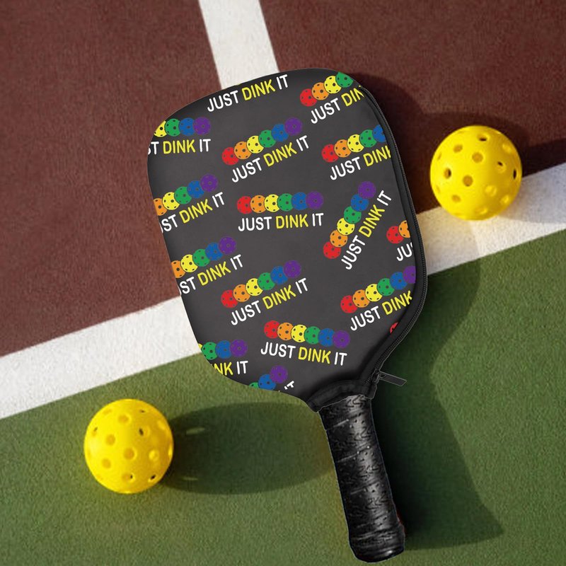 PWHAOO 2PC Pickleball Paddle Covers Funny Pickleball Paddle Pouch Gift Impeccable Gift For Pickleball Players & Fans (JUST DINK IT Paddle)