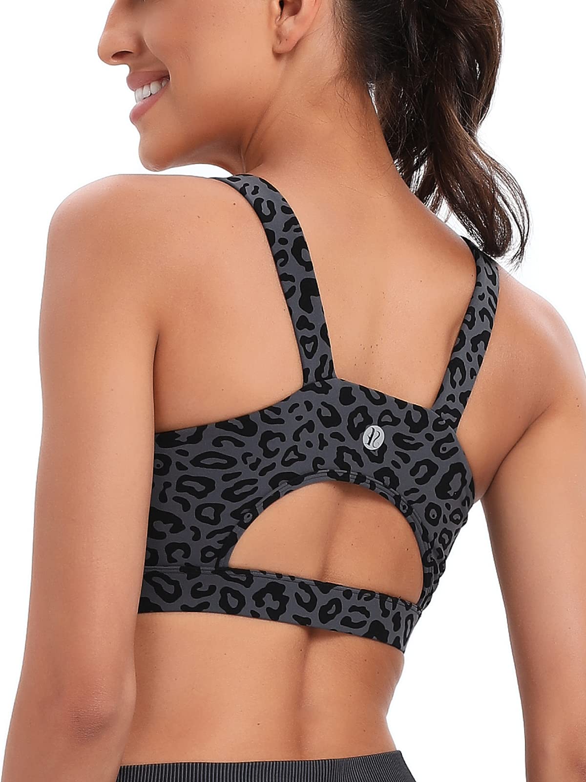 RUNNING GIRL High Impact Sports Bras for Women,Racerback Bra Workout Crop Tops for Women(WX2667 Leopard Print,XL)