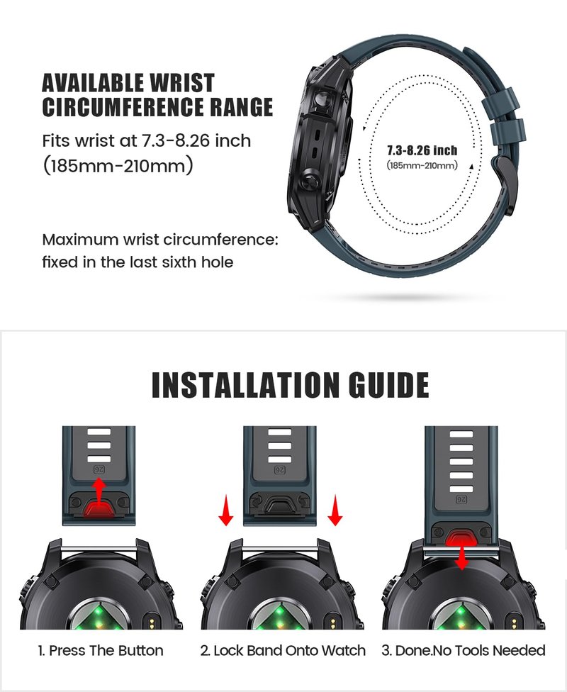 NotoCity for Fenix 7X Pro/6X Pro Band for Fenix 6X Strap Fenix 7X Band 26mm Width Fenix 5X Plus Wristband for Decent Mk2i/tactix Delta/tactix 7 Pro/tactix 7 AMOLED Soft Silicone Watch(Slate-Gray)