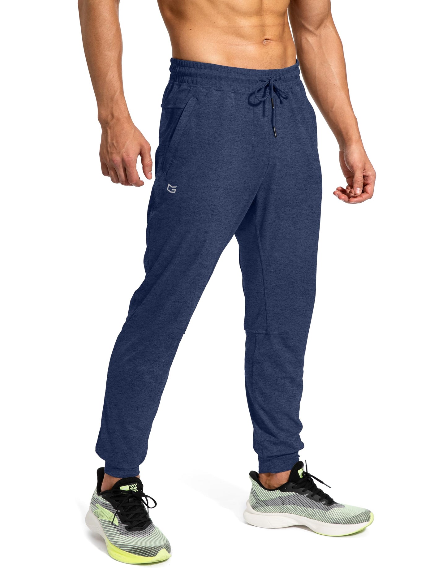 G Gradual Men's Sweatpants with Zipper Pockets Athletic Pants Traning Track Pants Joggers for Men Soccer, Running, Workout(Heathered Academy Blue,XXL)