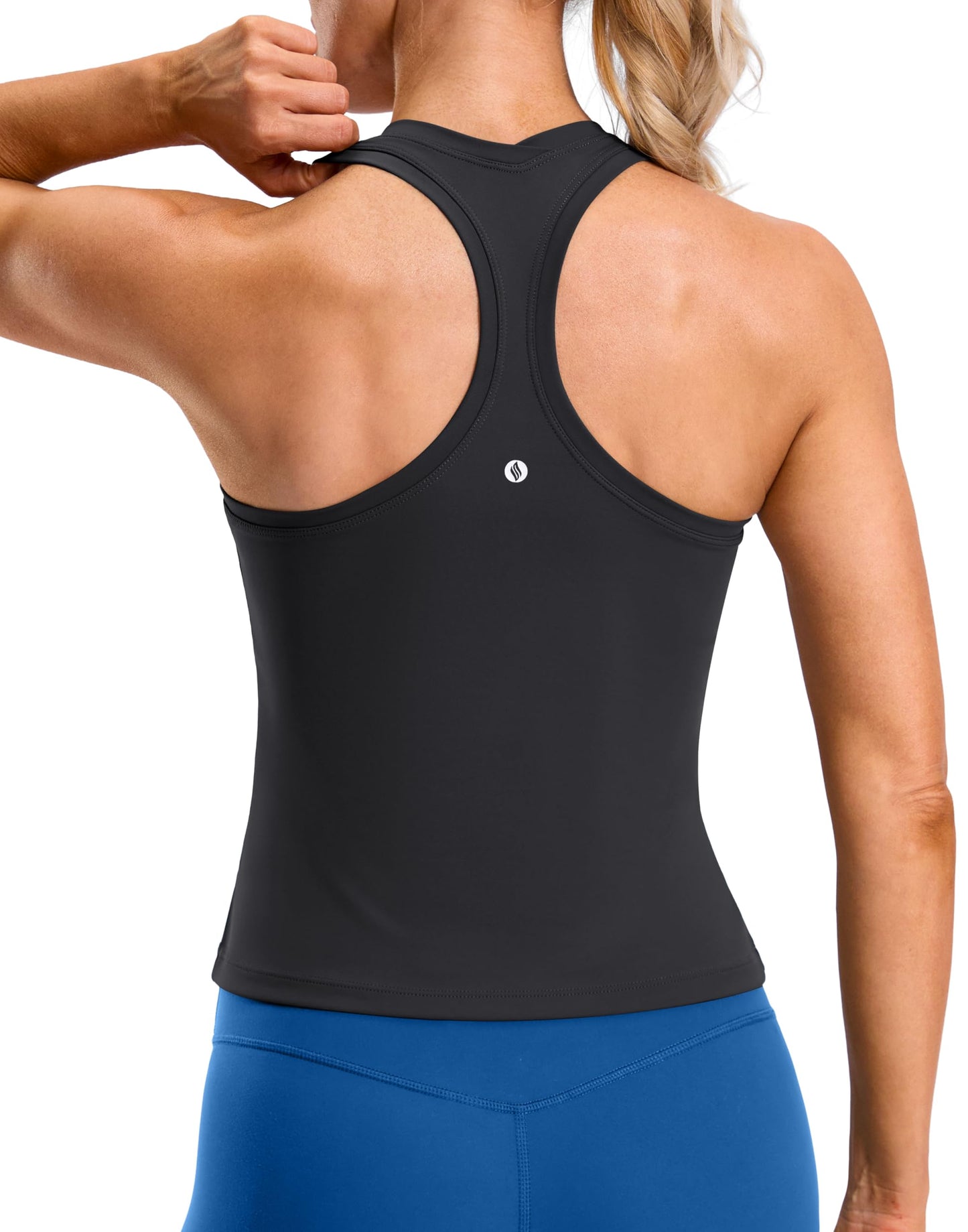 SANTINY Workout Tank Tops for Women Racerback Yoga Gym Tennis Running Athletic Tops Scoop Neck Tight Sleeveless Shirts (Black_XXS)