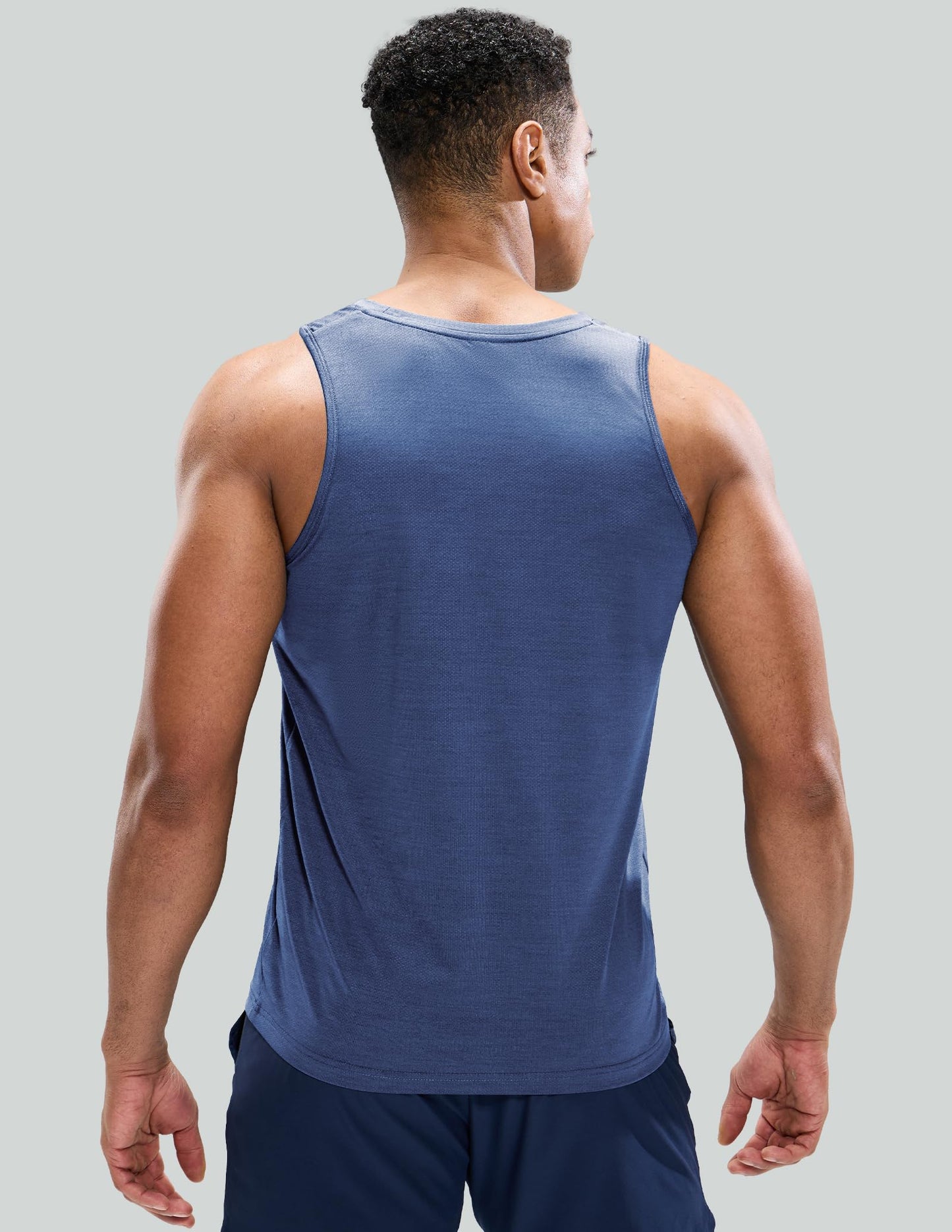 Nepest Men's Quick Dry Workout Tank Top Gym Muscle Tee Fitness Bodybuilding Sleeveless T Shirt Heather Space Blue XXL