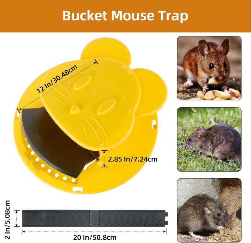 Mouse Trap Bucket - Multi-Catch Indoor Traps for Home | Auto-Reset, Humane or Lethal - Fits 5 Gallon Bucket - 4 Pack