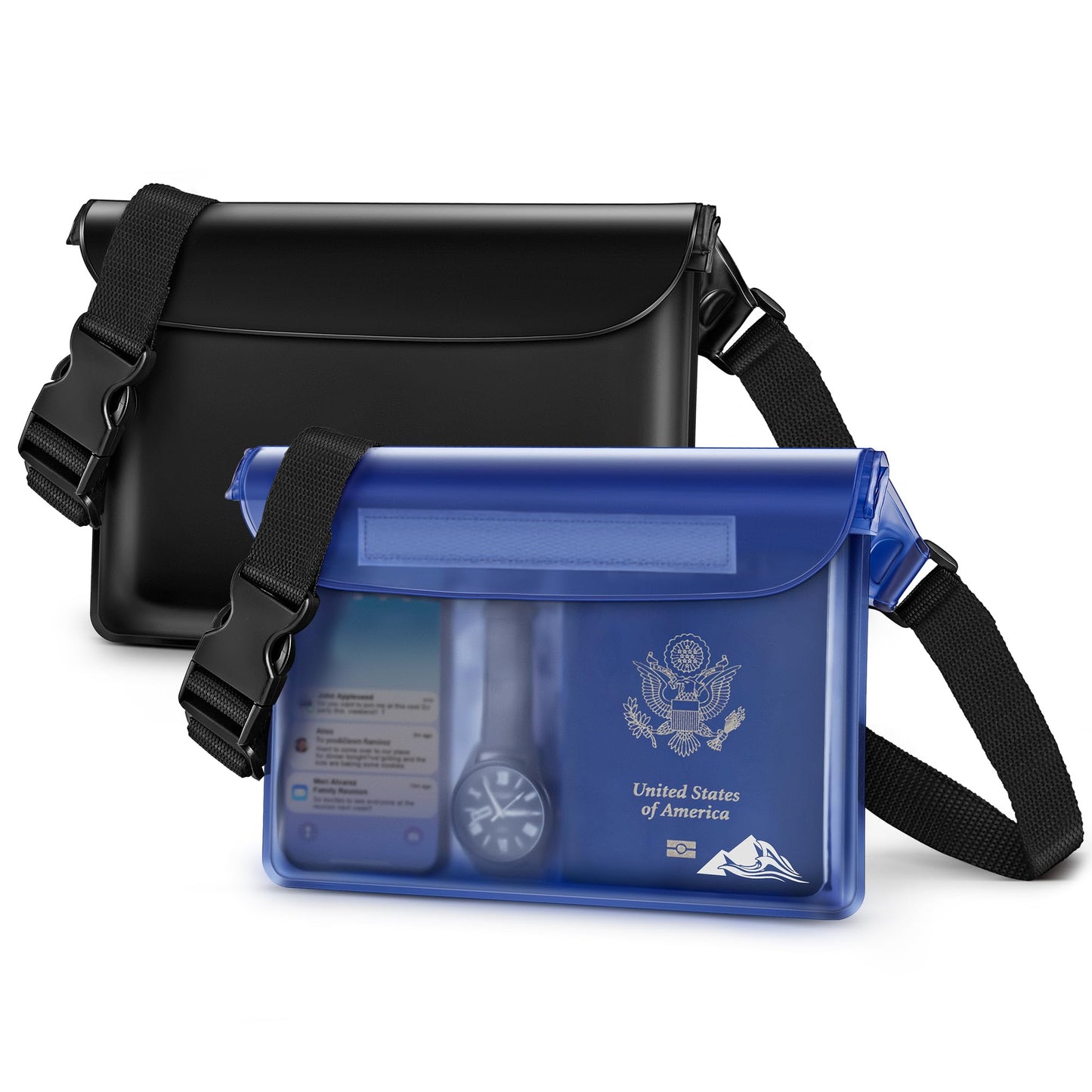 HEETA Waterproof Fanny Pack, Waterproof Pouch Dry Bag 2-Pack for Phone Passport Purse, Adjustable Waist Strap for Swimming Kayaking Boating Paddle Board Accessories Cruise Beach Camping Essentials