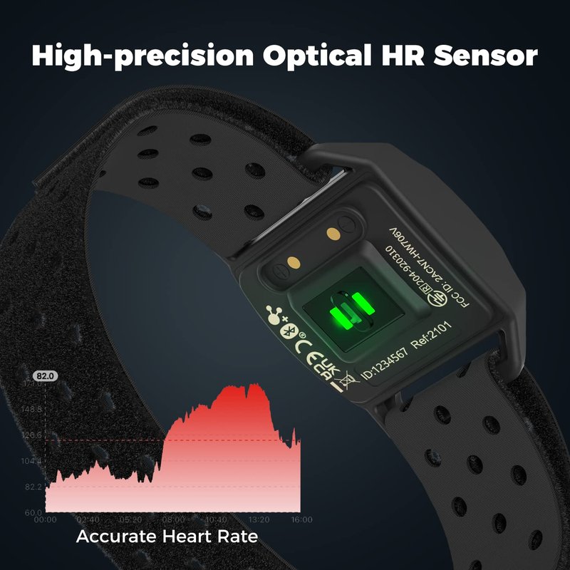 COOSPO Armband Heart Rate Monitor, Bluetooth ANT+ HR Optical Sensor for Sport, Rechargeable Dual Band IP67 HRM, Compatible with Peloton,Wahoo,Polar Beat,Strava,DDP Yoga