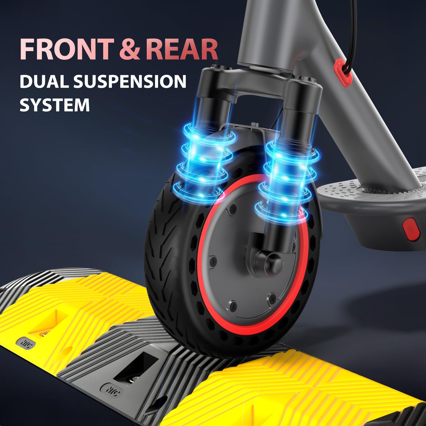 Maxshot Electric Scooter, 8.5" /10" /14" Tire, 16/19/22 Mph Top Speed, 12/16/21/27/28/49/50 Miles Long Range, Folding Escooter for Adults and Kids with Seat Bag, Dual Braking, Dual Suspension, App