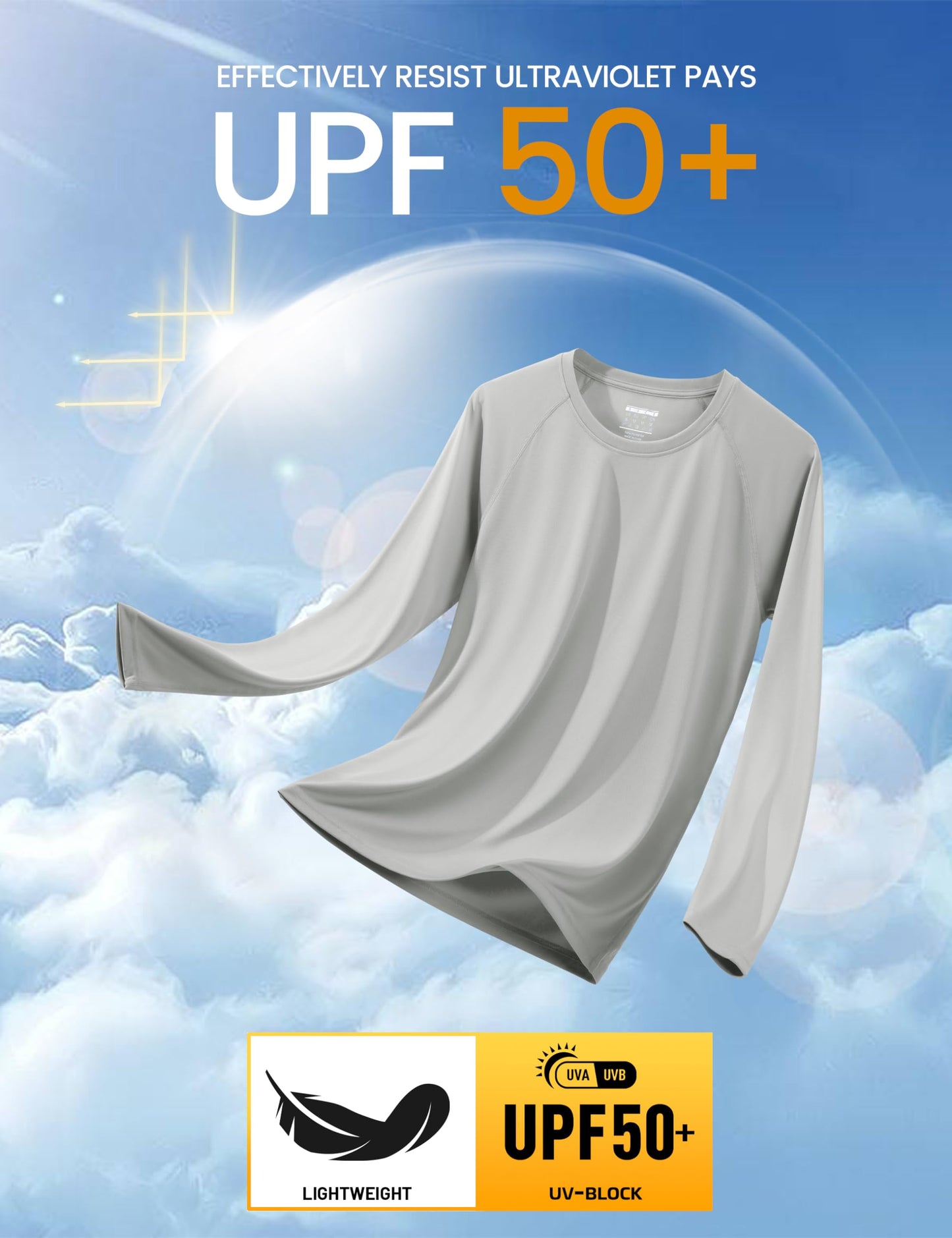 MAGCOMSEN Long Sleeve Shirts UV Shirts Sun Shirts Running Workout Shirts UPF 50 Shirts Rashguard for Men Grey,3XL