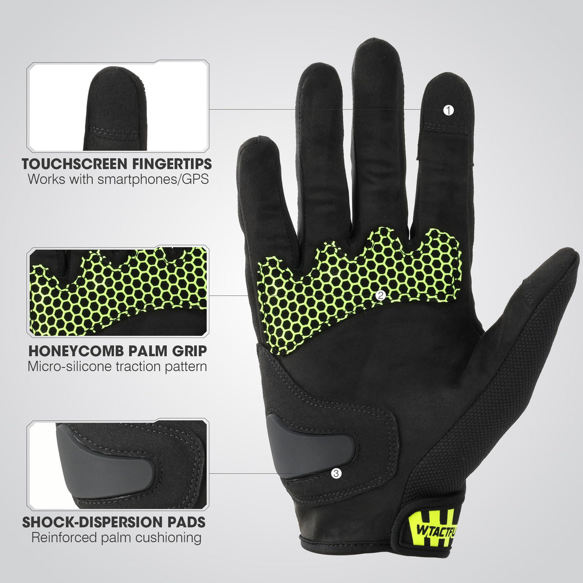 WTACTFUL Motorcycle Gloves Men Women, Carbon Fiber Touchscreen Breathable