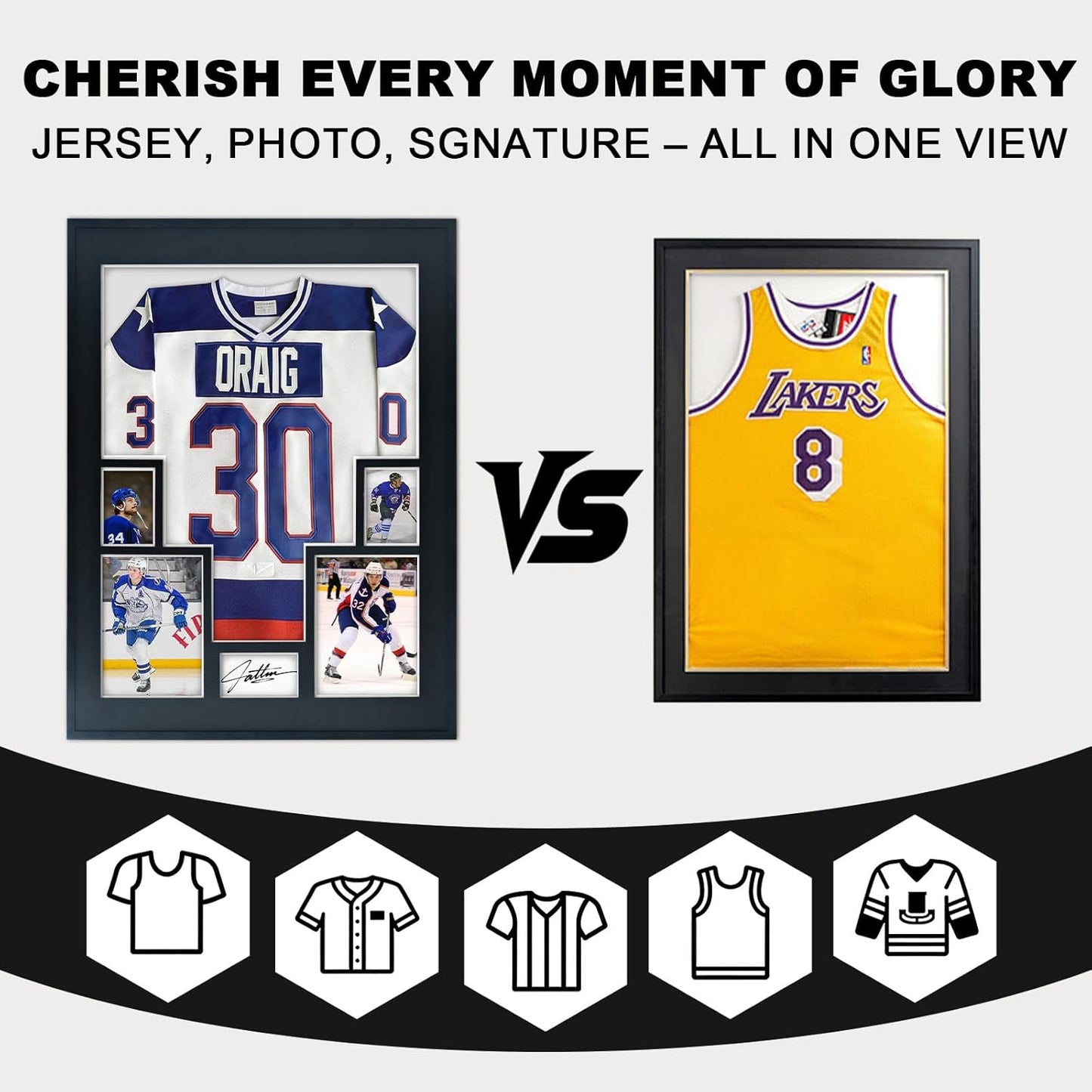 Large Jersey Display Frame - Clear Acrylic Shadow Box with 98% UV Protection | Perfect for Football, Hockey, Basketball, Baseball Memorabilia