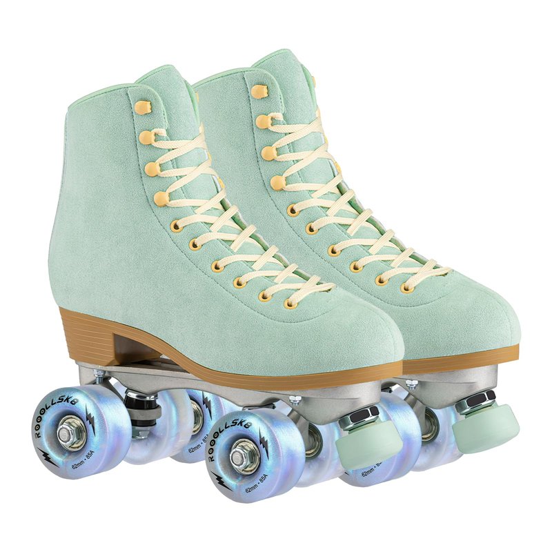 ROOOLLSK8 Roller Skate Wheels Light up Skate Wheels Indoor and Outdoor Glow Quad Skate Wheels 85A 62MM (pearl sliver)