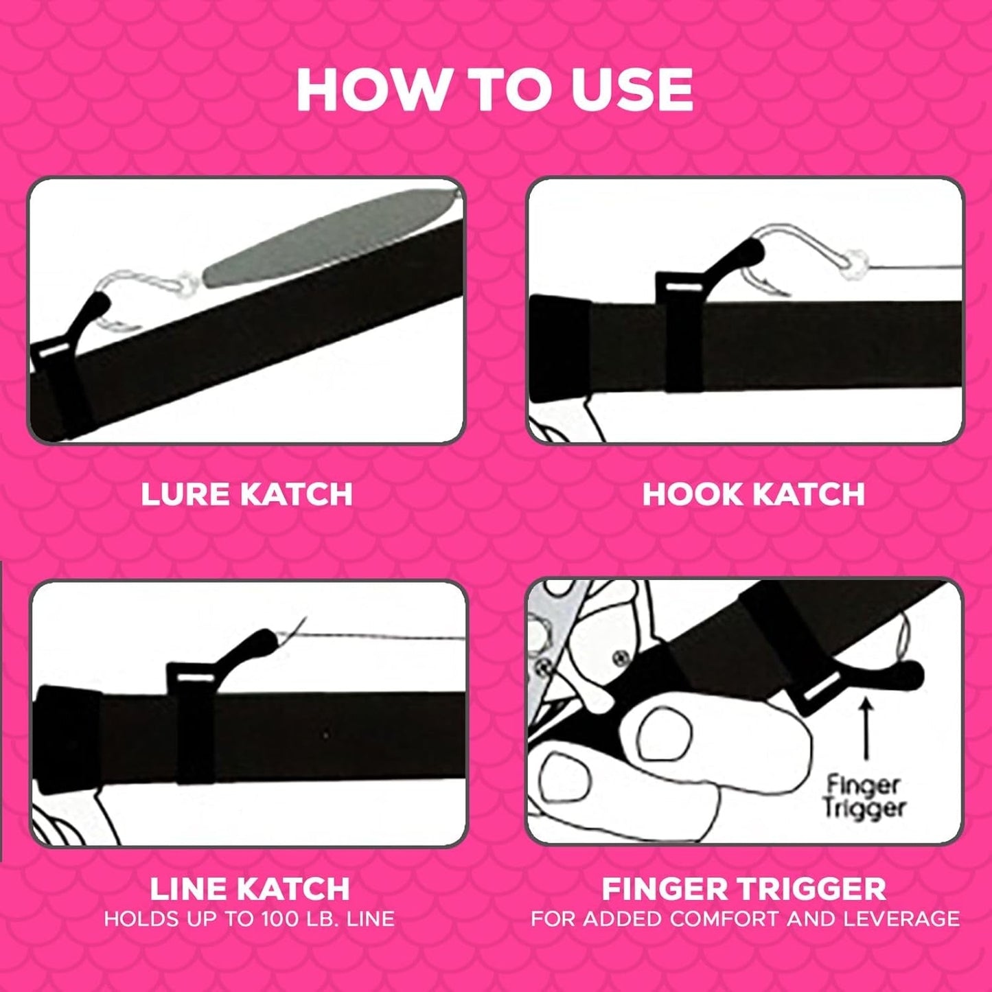KATCH Fishing Rod Hook Keeper - Secure Lure & Accessory Holder | Regular & Mini Sizes (Black)