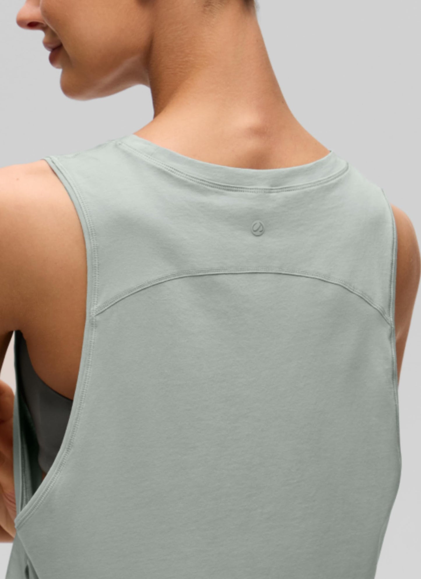 CRZ YOGA Pima Cotton Dropped Armhole Tank Jade Grey Medium