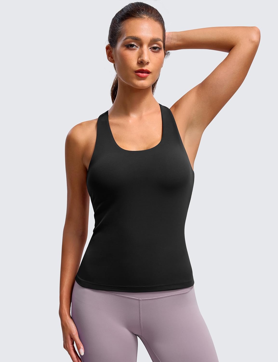 Clouduxi Workout Tank Tops for Women - Racerback Yoga Shirts with Built-In Bra | Athletic Sleeveless Camisole