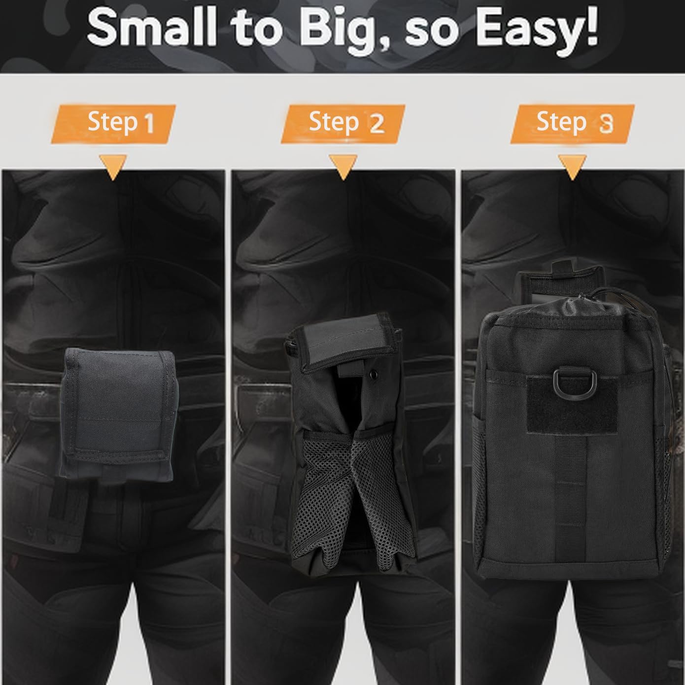 Molle Dump Pouch - Roll-Up Drawstring Utility Bag for Ammo & Magazines | EDC Folding Waist Bag for Shooting & Hunting