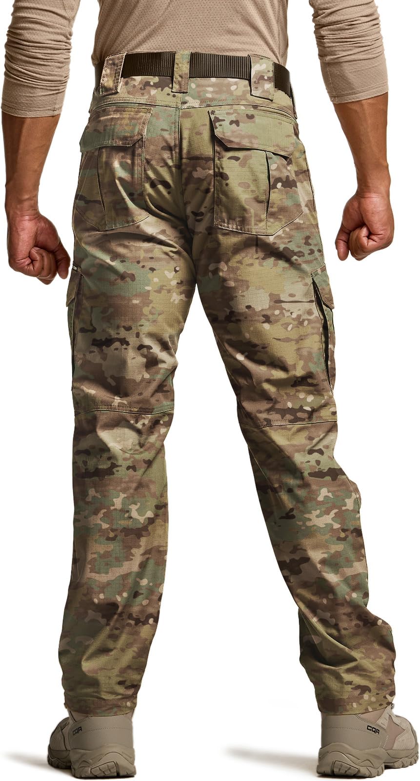 CQR Men's Tactical Pants, Water Resistant Ripstop Cargo Pants, Lightweight EDC Work Hiking Pants, Outdoor Apparel, Duratex Mag Pocket Utility Camo, 40W x 30L