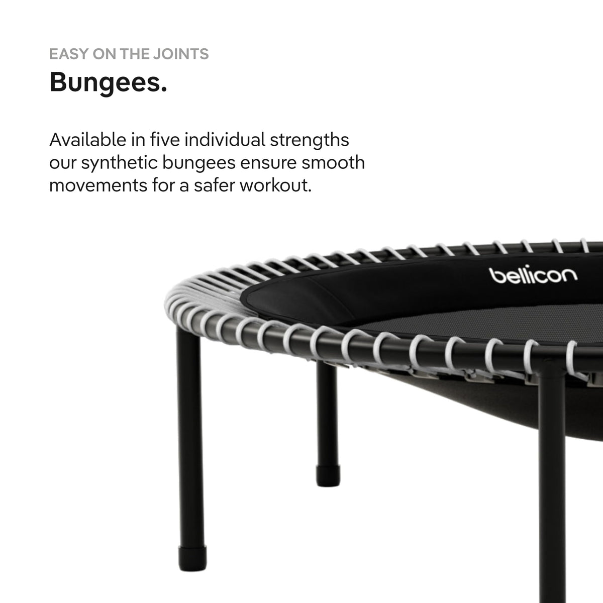 bellicon Mini Trampoline 39'' (Beige) | Bungee Suspension up to 330 lbs | Indoor Fitness Rebounder for Adults | Screw-in Legs